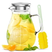 68 oz Glass Pitcher with Lid and Spout, 2 L Heat & Cold Resistant Glass Water Carafe with Precise Scale Line for Hot/Cold Water, Easy to Clean Large Drink Pitcher for Cold and Hot Beverage