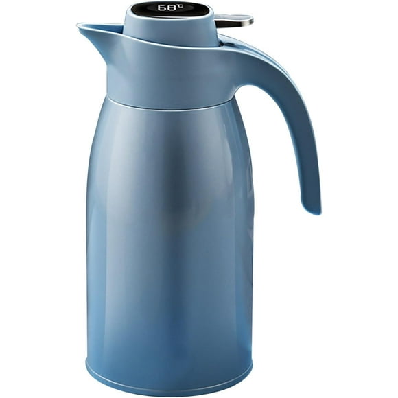 68 OZ Thermal Coffee Carafe, Flask Insulated with Celsius Temperature Display Lid, 304 Double Walled Vacuum Jar Hot Water Jug for Tea, Water and Coffee C,2L