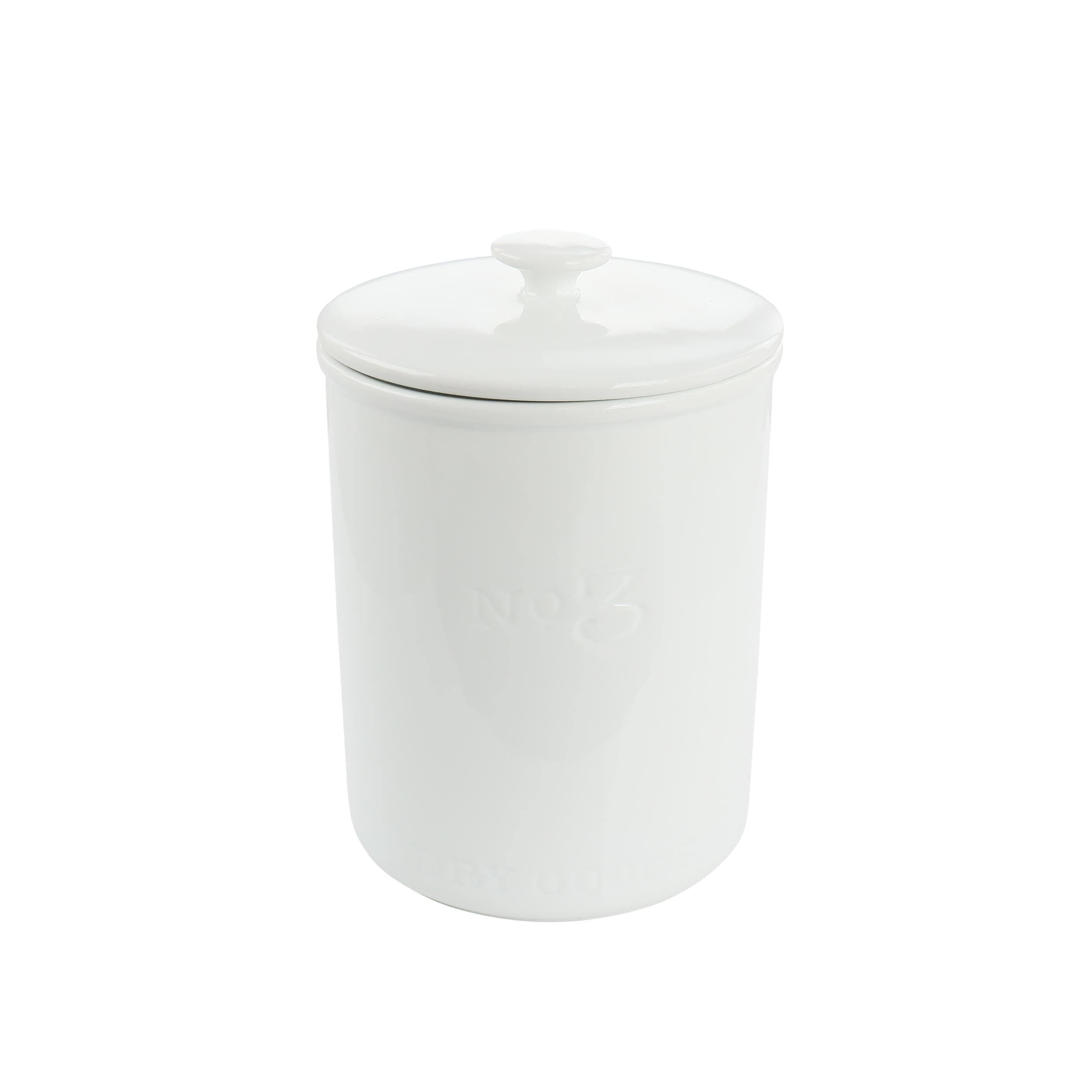 68 Ounce White Porcelain Canister with Air Tight Lid