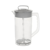 68 Oz Mixing Pitcher with Lid and Plunger, Plastic Juice and Tea Pitcher for Fridge, Clear Pitcher Jug with Handle for Lemonade, Iced Tea, and Beverages