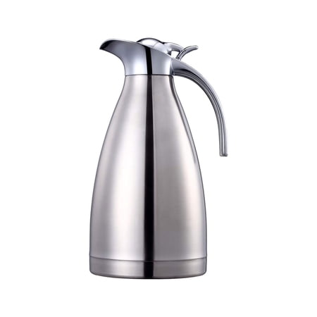 OFEFE 68 oz Stainless Steel Coffee Thermal Carafe,Coffee Thermos/Double Walled Vacuum Thermos Insulated / 12 Hour Heat Retention / 2 Liters (Silver)