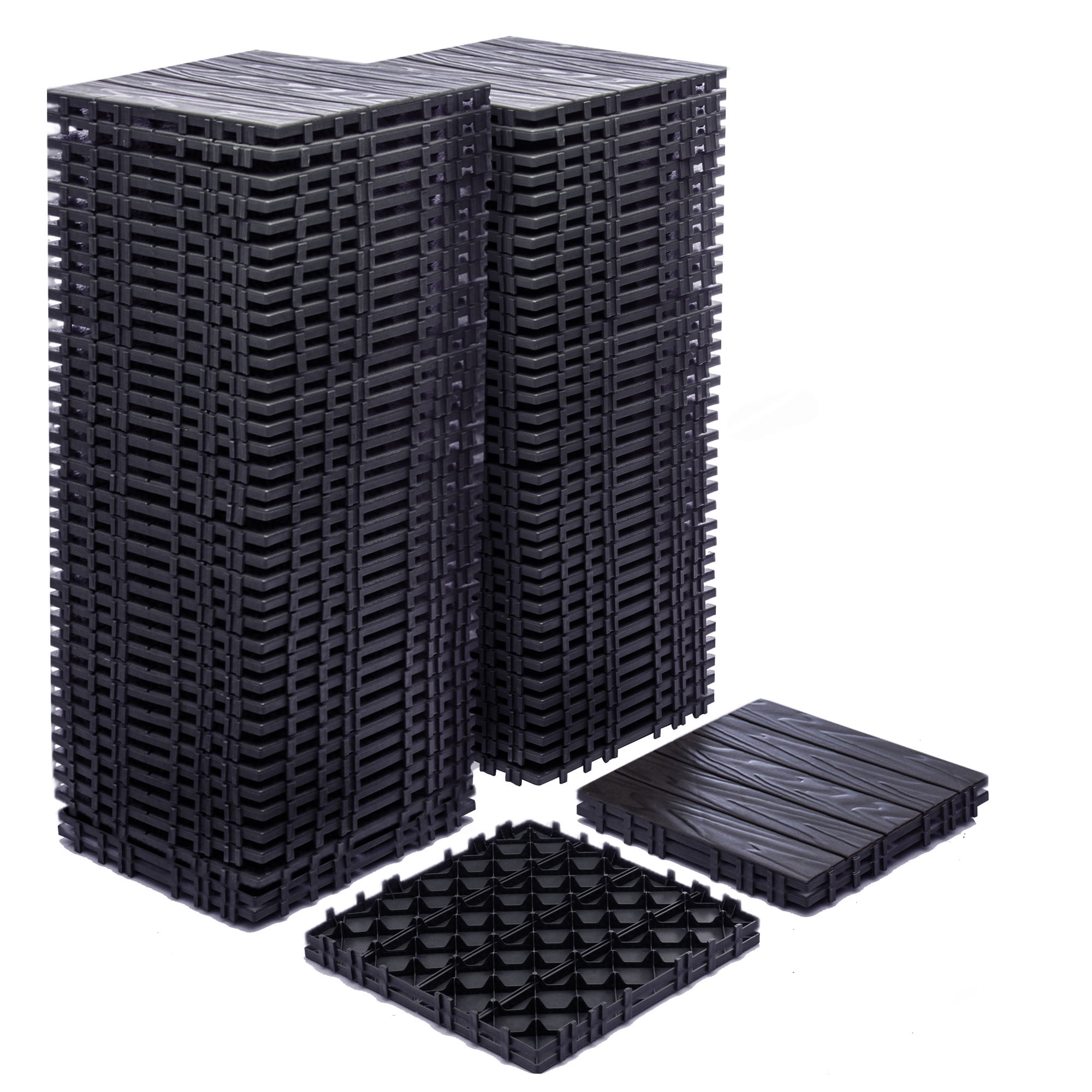 68-Pack Plastic Interlocking Deck Tiles - 61.60 Sq.Ft Outdoor Plastic Flooring Super Durable & Waterproof All-Weather Indoor/Outdoor Use Eco-Friendly Non-Toxic Material 11.42"x11.42"