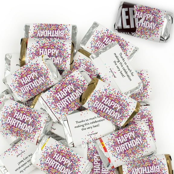 68 Pcs Confetti Birthday Candy Party Favors Hershey's Miniatures Chocolate - No Assembly Required