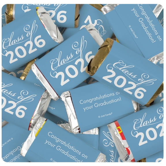 68 Pcs Light Blue Graduation Candy Favors Class Of 2026 Wrapped Miniatures (1.25lb Bag)