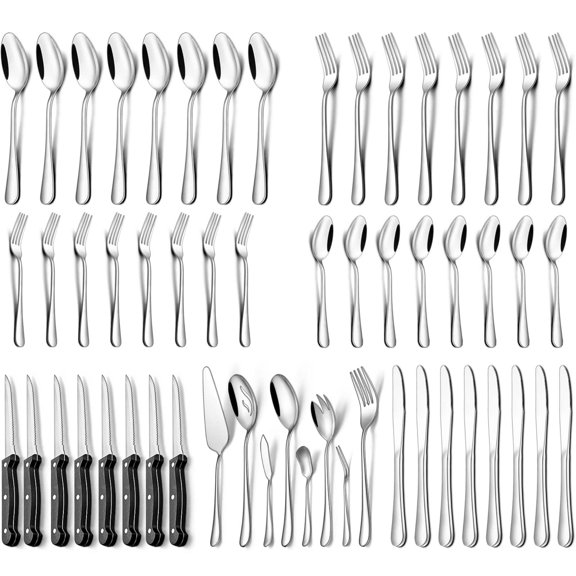 68 Pcs Stainless Steel Flatware Set,Dishwasher Safe,Silver