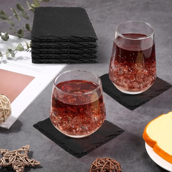 68 Pieces Slate Coasters, Dhfsleo Size 4 x 4 inch Black Coasters Stone  Set, Square