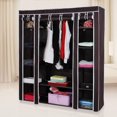 thumbnail image 1 of 68" Portable Closet Wardrobe with Cover, Heavy Duty Clothes Rack Organizer with Hanging Rods, Storage Shelves for Hanging Clothes, Bedroom and Travel, Dark Brown, 1 of 5