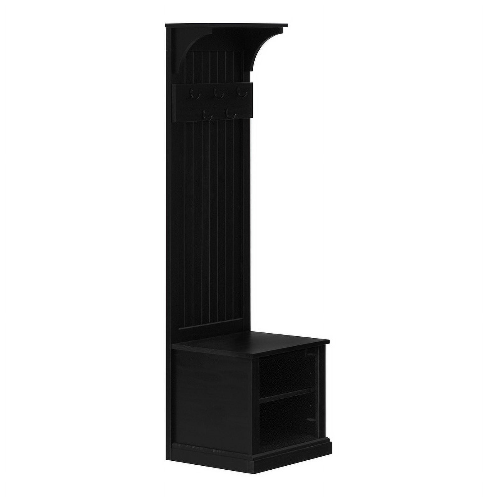 68" Solid Wood Grooved Hall Tree Black