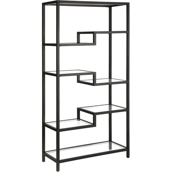 68" Tall Rectangular Bookcase in Blackened Bronze, for Home Office, Living Room