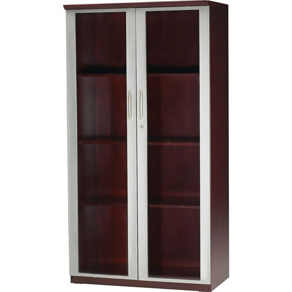 68" Wall Cabinet (with Glass Doors)-Finish:Mahogany Veneer
