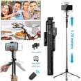 thumbnail image 1 of 68" Wireless Selfie Stick Tripod Stand With Foldable Remote and Light For Phone Live Streaming Video Recording Adjustable Extendable Portable Phone Mount Accessory, 1 of 18
