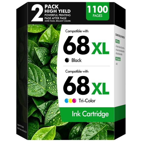 68 XL Ink cartridges Compatible for 68 Ink Cartridge 68XL Ink 68 Combo Pack (Black, Tri-color)