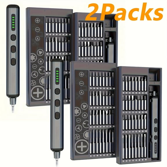 68-in-1 Mini Cordless Electric Screwdriver Set - 64 Magnetic Bits, 5 Torque/4 LED Lights for Phone/Camera/Laptop/Watch