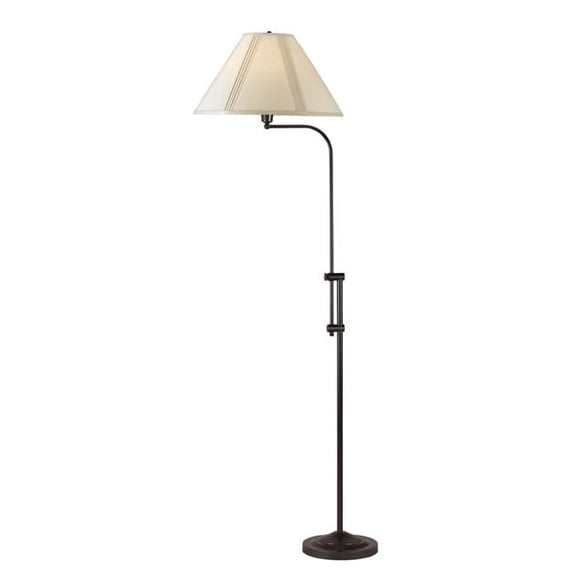 68 in. Bronze Adjustable Traditional Shaped Floor Lamp with Beige Empire Shade