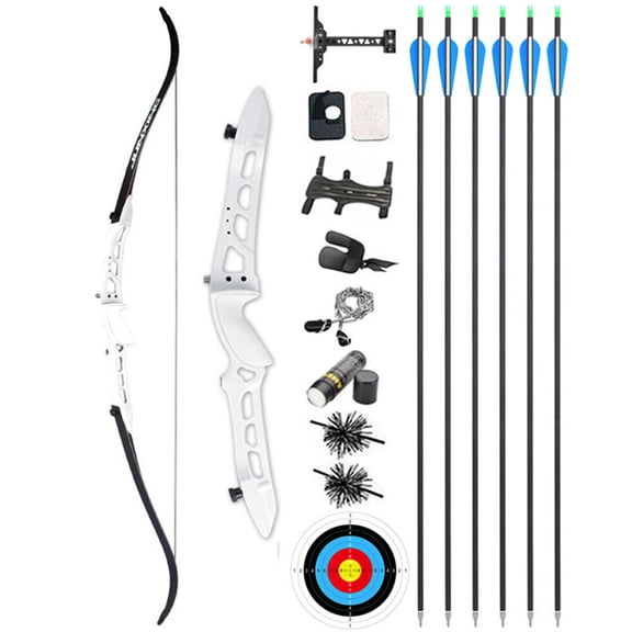 68 inch Recurve Bow Takedown 18-40lb Aluminum Riser Archery Target Hunting Shooting F158（white）