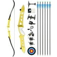 thumbnail image 1 of 68 inch Recurve Bow Takedown 18-40lb Aluminum Riser Archery Target Hunting Shooting F158（yellow）, 1 of 9