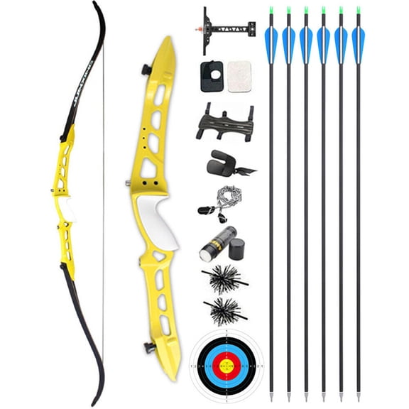 68 inch Recurve Bow Takedown 18-40lb Aluminum Riser Archery Target Hunting Shooting F158（yellow）