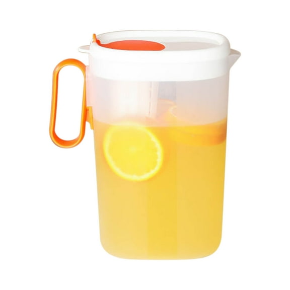 68 oz/2 Liter Plastic Pitcher, Iced Tea Pitcher, Water Carafe, Jar Pitcher, Water Jug with Handle for Tea, Juices, Milk, Cold or Hot Beverages (Orange)