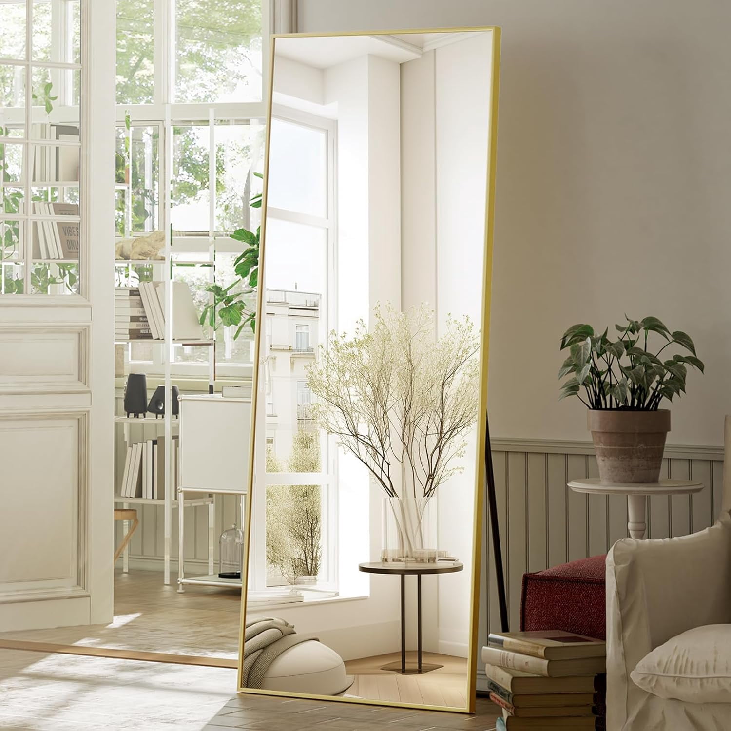 68"x22" Full Length Floor Mirror with Stand for Bedroom, Gold Body ...
