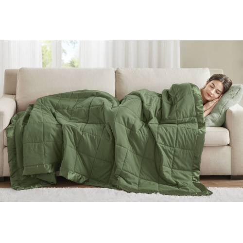 68"x90" Twin Feather Down Alternative Blanket, Ultra Soft Lightweight Summer Comforter Noiseless Satin Trim