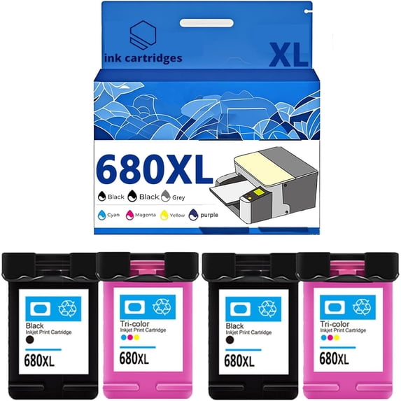 680 680XL F6V27AA F6V26AA Ink Cartridges Compatible for 1115 1118 2135 2138 2600 3635 3636 3638 3838 4538 4678 5000 5200 Inkjet Printers, Leak-Proof Design Crisp Printing