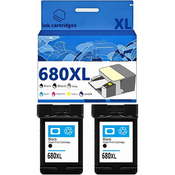 680 680XL F6V27AA F6V26AA Ink Cartridges Compatible for 1115 1118 2135 2138 2600 3635 3636 3638 3838 4538 4678 5000 5200 Inkjet Printers, Leak-Proof Design Crisp Printing