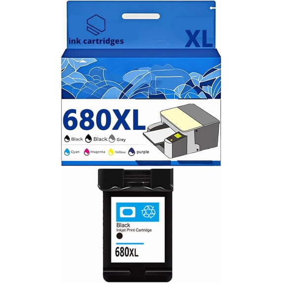 680 680XL F6V27AA F6V26AA Ink Cartridges Compatible for 1115 1118 2135 2138 2600 3635 3636 3638 3838 4538 4678 5000 5200 Inkjet Printers, Leak-Proof Design Crisp Printing