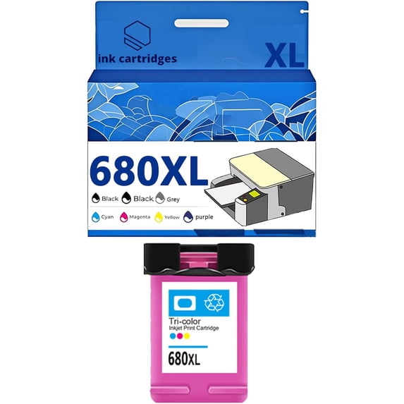 680 680XL F6V27AA F6V26AA Ink Cartridges Compatible for 1115 1118 2135 2138 2600 3635 3636 3638 3838 4538 4678 5000 5200 Inkjet Printers, Leak-Proof Design Crisp Printing