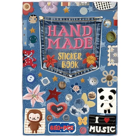 680+ Pcs Realistic Faux Embroidery Effect Sticker Book, Vintage Matte Stitch Style Decorative Stickers for Junk Journal Scrapbook Planner DIY Craft Supplies, Botanical Aesthetic Decals (#Blue)