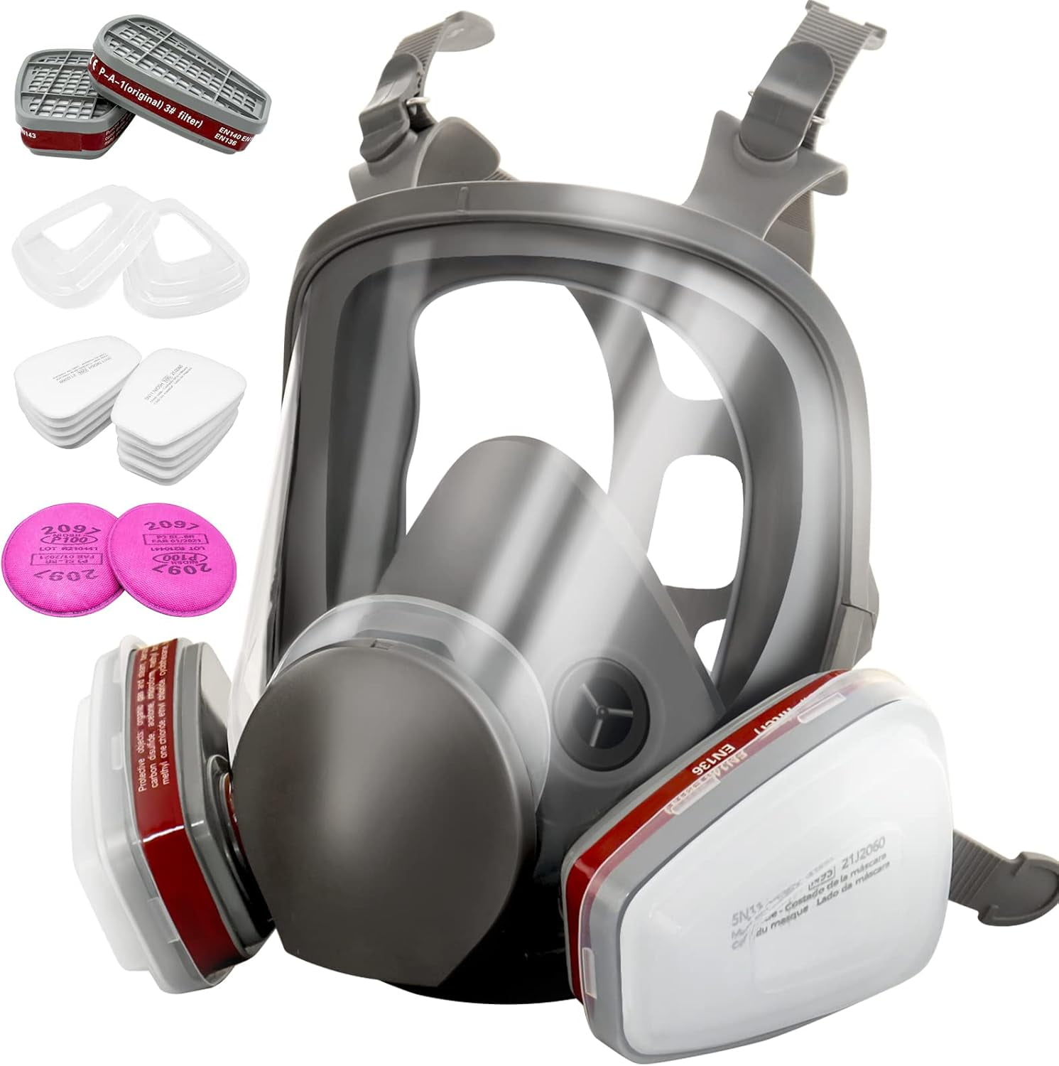 6800 Full Face Gas Mask - Anti-fog, Dust-proof Respirator Nuclear with 2097 \u0026 6001CN Filters Protection for Painting, Mechanical Polishing, Welding and Other Work Protection