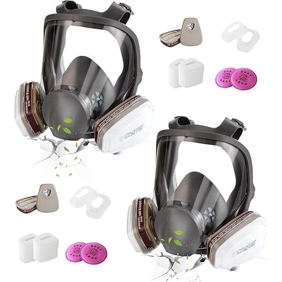 6800 Full Respirаtor Face Cover,for Paint, Against Dust,Chemicals, Formaldehyde, Polishing,Staining,Car Spraying, Sanding Cutting 2 Pack