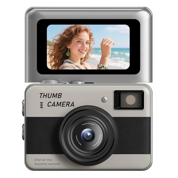 6800W Pixels Mini CCD Camera Portable HD One-Touch Photo Capture Ultra-Clear Thumb-Sized Camera with Flip-Cover Design