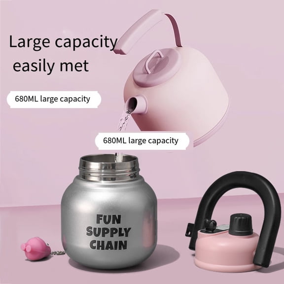 680Ml Stainless Steel Big Belly Water Bottle | Perfect For Outdoor Hydration! Black YIWEI