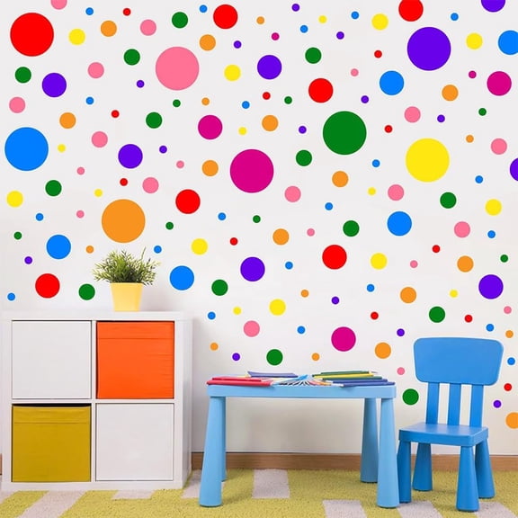 680Pcs Polka Dot Wall Decals Colorful Boho Wall Decal Peel and Stick Kids Decals Removable Round Circle Rainbow Stickers for Playroom Nursery Classroom Bedroom Decor