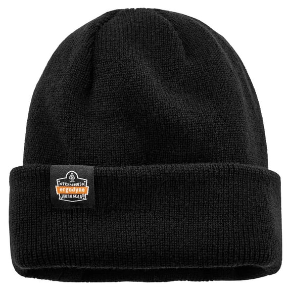 6811Z Black Rib Knit Hat with Zipper for Bump Cap Insert