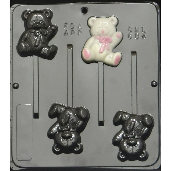 684 Teddy Bear Lollipop Chocolate Candy Mold