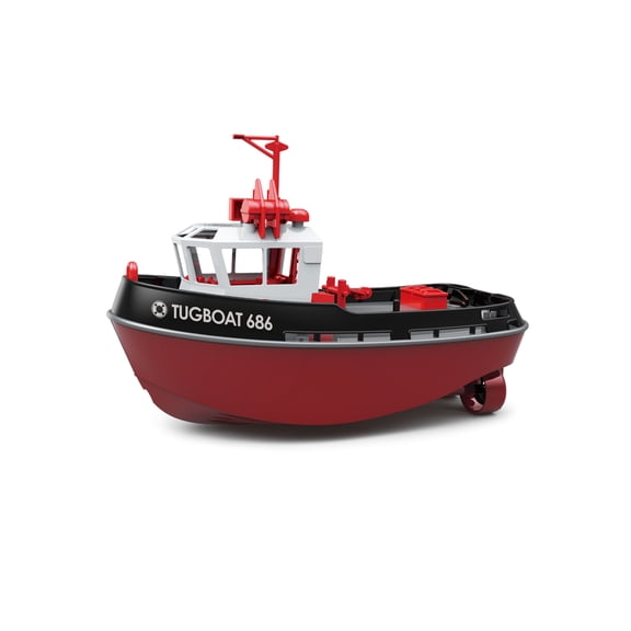 686 RC Tugboat With Dual Motor Power 1:72 Scale Harbor Vessel 2.4GHz Remote Control Boat 15 Minute Runtime For River Lake And Pool Recreation( Black )