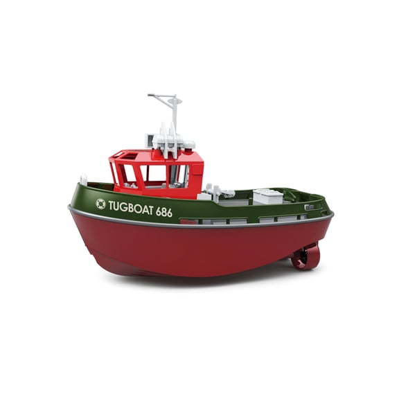 686 RC Tugboat With Dual Motor Power 1:72 Scale Harbor Vessel 2.4GHz Remote Control Boat 15 Minute Runtime For River Lake And Pool Recreation( Green )