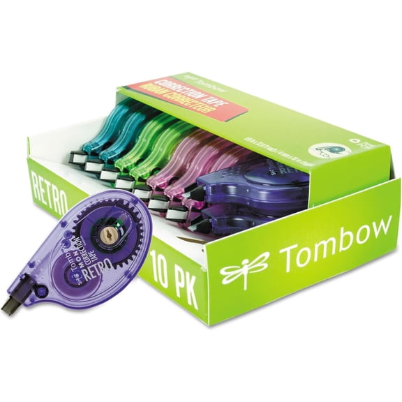68723 MONO Retro Correction Tape, Assorted Colors, 10-Pack. Colorful, Easy To Use Applicator for Instant Corrections