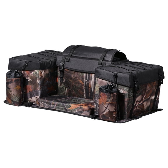 68L ATV Rear Cargo Bag with Sponge Seat Cushion Bottle Holder 600D Oxford Cloth Storage Rack Seat Bag Fit Most ATVs UTVs Can Am