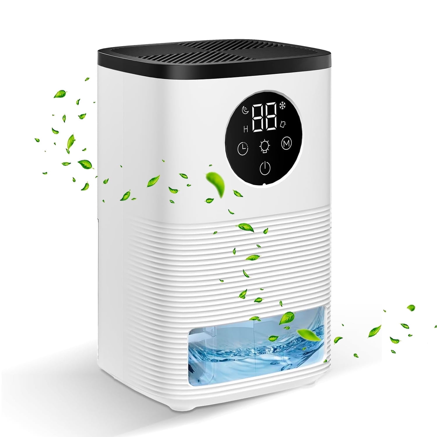 Fibevon Dehumidifier for Basement, 48oz Quiet Dehumidifier for Home with Auto Shut off, Timer, Sleep Mode, Defrost, 7 Color Light Portable Small Dehumidifier for Bathroom, Basement, Closet, RV