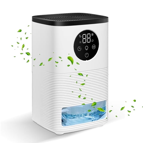 Fibevon Dehumidifier for Basement, 48oz Quiet Dehumidifier for Home with Auto Shut off, Timer, Sleep Mode, Defrost, 7 Color Light Portable Small Dehumidifier for Bathroom, Basement, Closet, RV