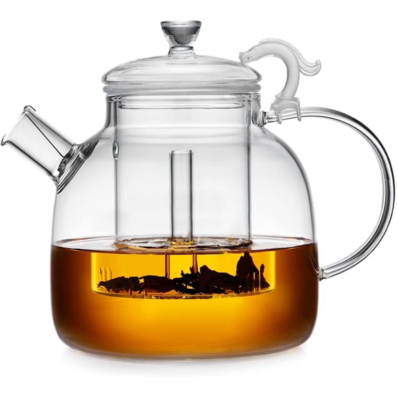 68OZ Glass Teapot, Large Glass  Pot With Infuser, Kettle For Stove Top,  Cup With Infuser For Loose Leaf  Steeper 2000ML, Dishwasher Safe