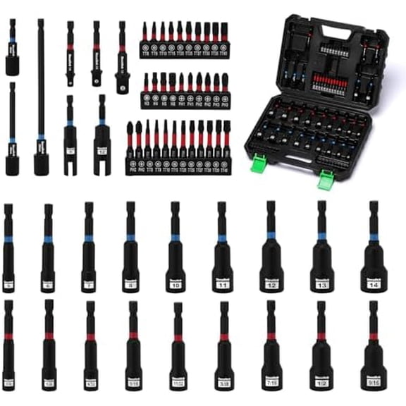 68PCS Impact Magnetic Nut Driver Set, 1/4" Impact Driver Bit Set, Metric & SAE, Socket Adapters, Screwdriver Bit, Quick-Release Extension, Wing Nut Driver$$Tools & Hardware Other