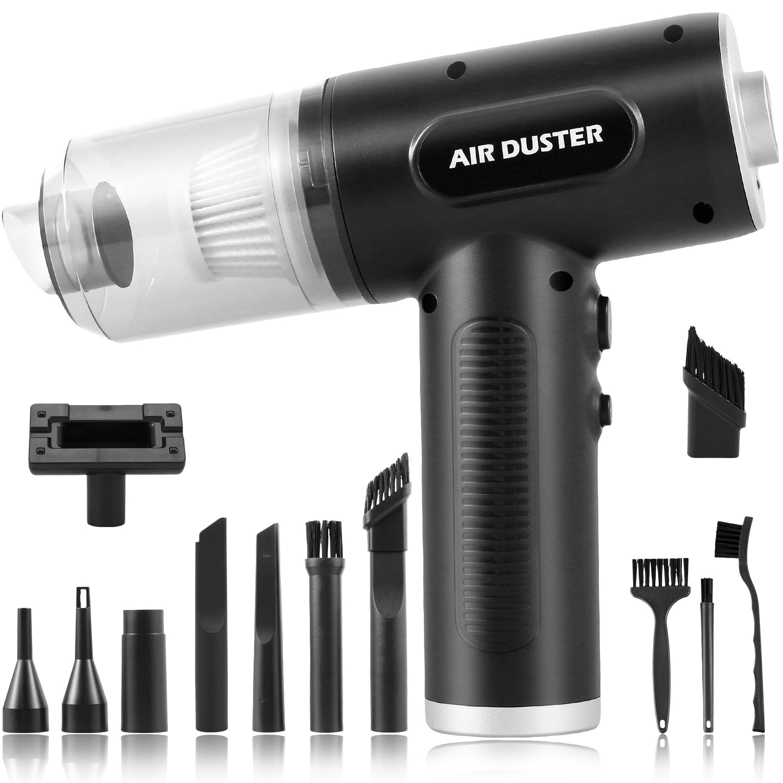 68W Electric Air Duster Blower Portable Cordless Handheld Vacuum with Blow Nozzle Brush for