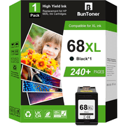 68 Ink Cartridge Compatible for HP 68 68e 68XL Black Ink for Envy 6152e 6155e 6165e 6552e 6555e 6558e 6158e 6520e 6530e 6531e 6532e 6100e 6110e 6120e 6122e 6130e 6131e 6132e Printer 1 Black