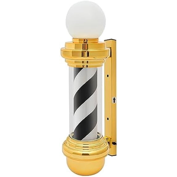 68cm/ 26.77 inches Barber Shop LED Pole Light Outdoor, 110V/18 Watts Golden Black White Rotating Hair Salon Open Sign, 50rpm Speed, Wall-mounted Save Energy Barber Pole$$Tools & Hardware Other