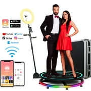 68cm/26.8 360 Photo Booth Machine for 1-2 People Parties,MWE 360 Selfie Automatic Slow Motion Spin Video Booth with Flight Case