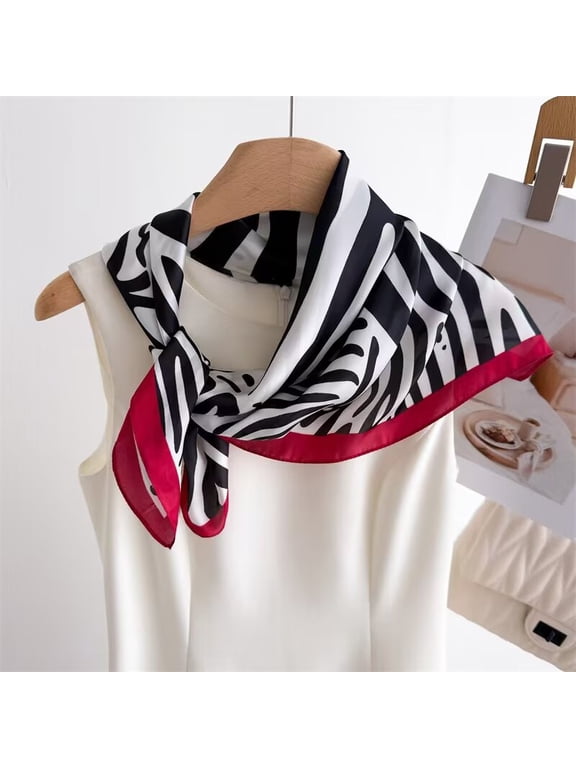 68cm Wild Zebra Printed Square Scarf for Women's Spring Summer New Imitation Silk Scarf Trendy Versatile Shawl Scarfs Headscarf