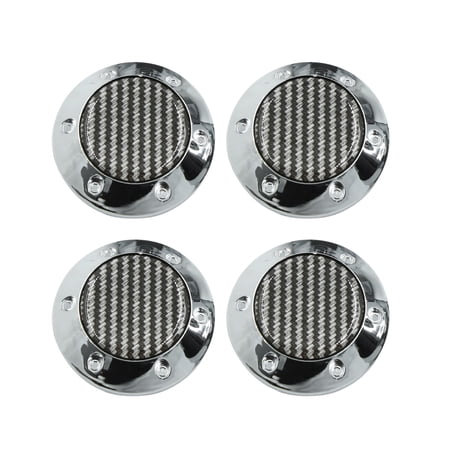 68mm Car Wheel Tyre Rim Center Hub Caps Cover w/ Carbon Fiber Pattern Sticker 4pcs